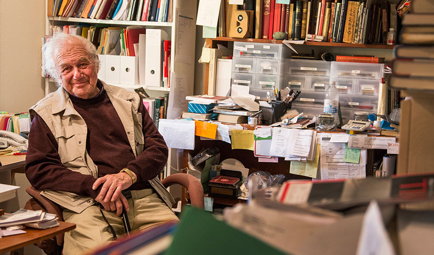 Philosophy Professor Jacob Needleman in his home office