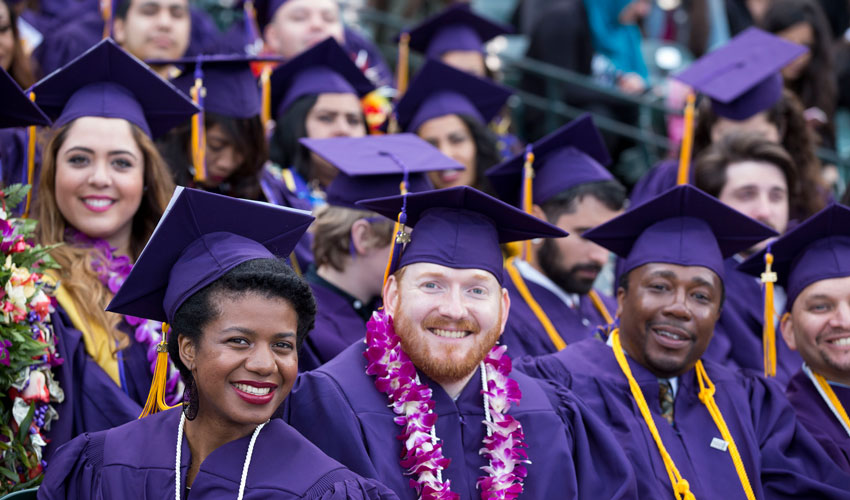 San Francisco State graduates in academic regalia