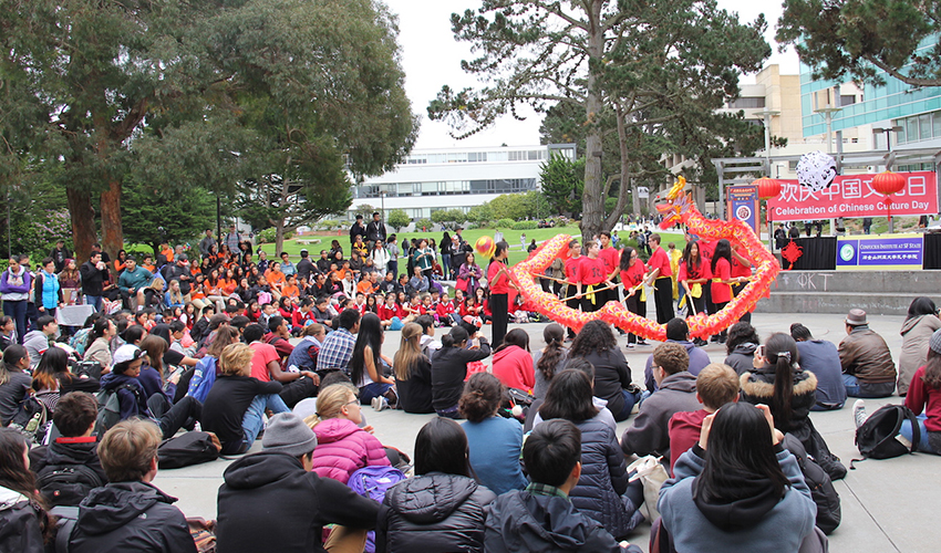 Chinese lion dancing at SF State