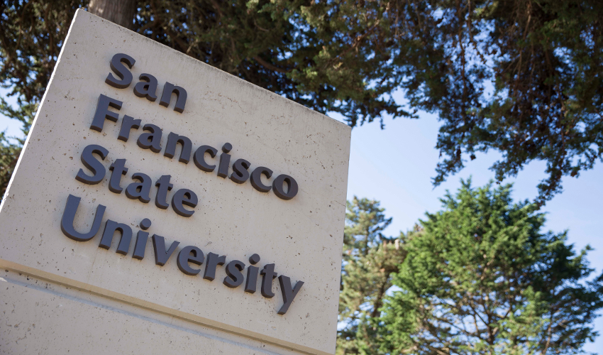 A sign reading "San Francisco State University"