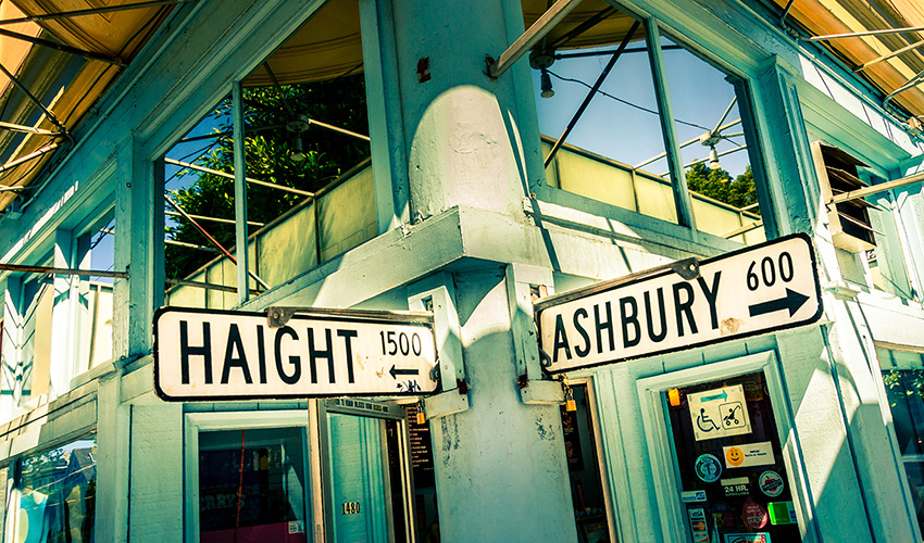 Haight and Ashbury street signs