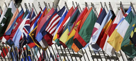 A photo of international flags.