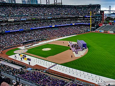 Commencement at Oracle Park baseball stadium