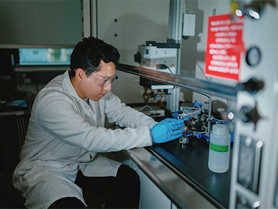 Elmer working in chemical hood