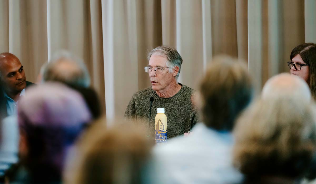 Kim Stanley Robinson speaking on a panel