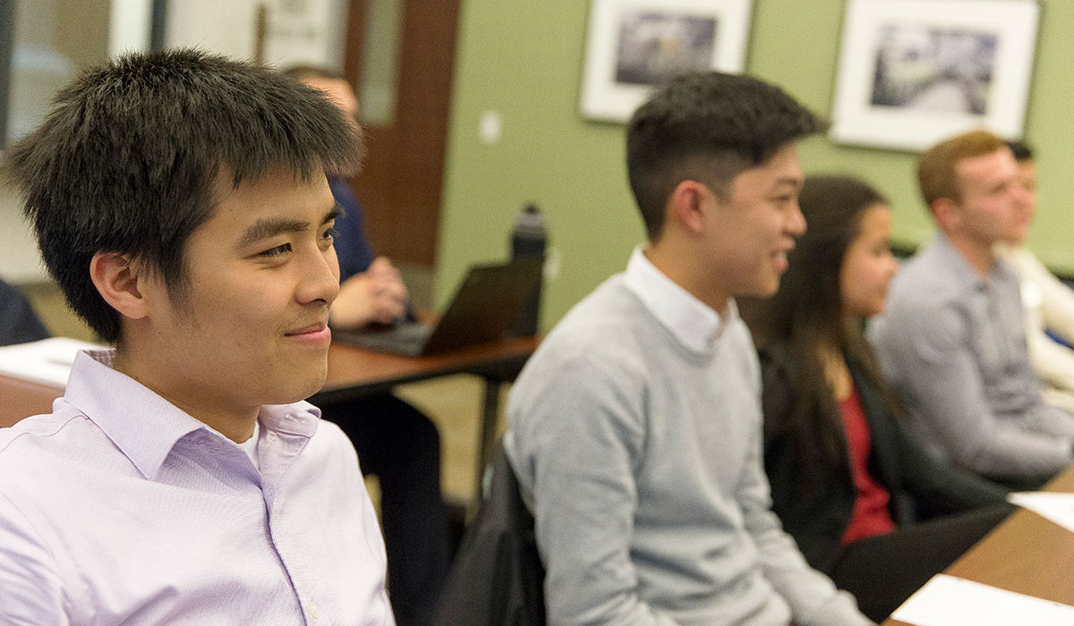 Business students attending class 