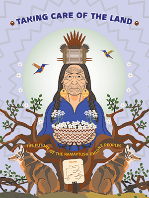 Marcelo Potosí's poster Taking Care of the Land for the series The Future of the Ramaytush Ohlone Peoples