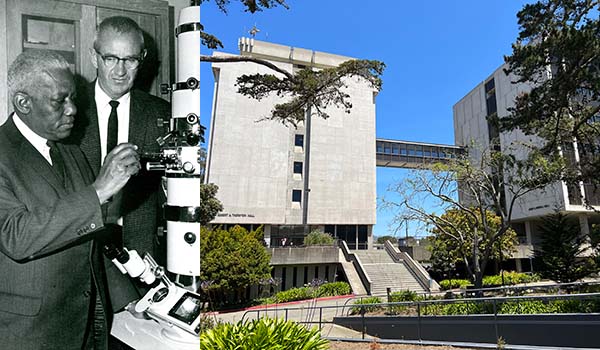 Thornton and Hensill (left) and the science buildings (right)