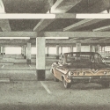 Robert Bechtle’s lithograph ’61 Impala shows a lonely Chevy parked inside the SF State parking garage