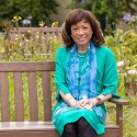 Diane Harris sitting on a bench