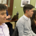 Business students attending class 