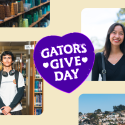Graphic promoting Giving Day with photos of students 
