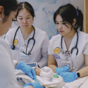 Nursing students in pediatric simulation lab