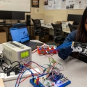 Student working on bionic hand project in Quintero lab