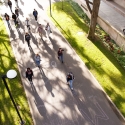 Students walk onto campus
