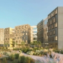 An illustrated rendering of the West Campus Green student housing 