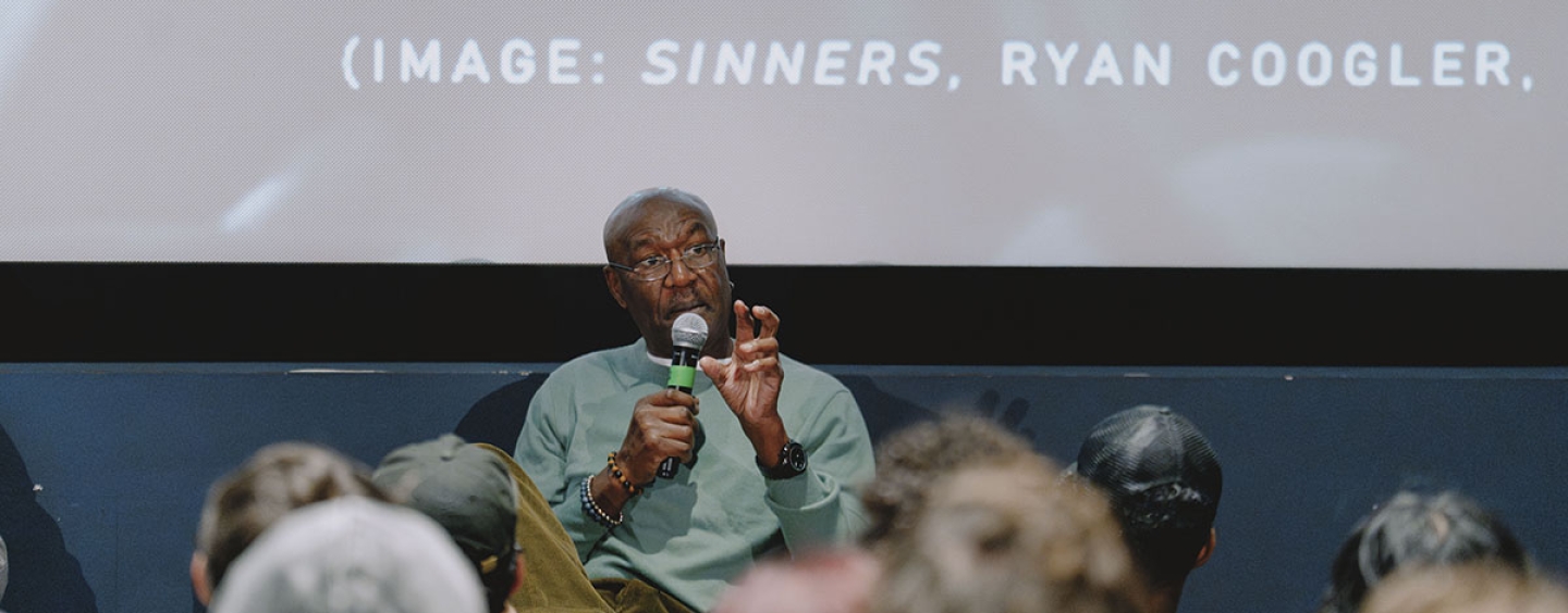 Delroy Lindo addresses a crowd