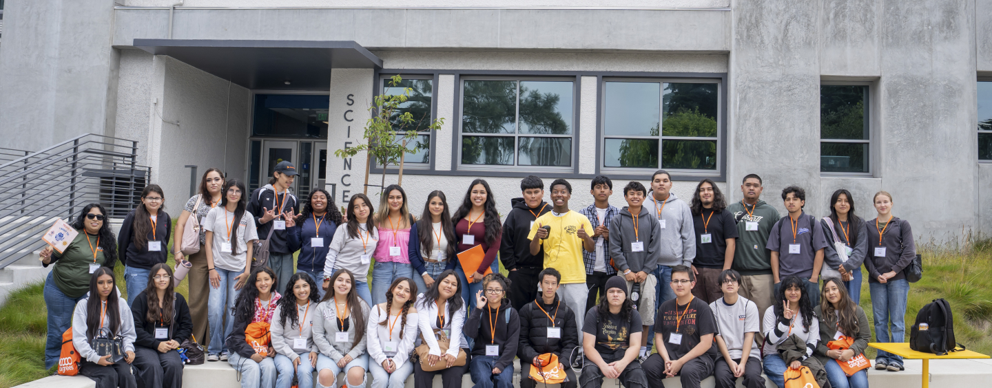 Students gather outside Science building on the SFSU campus