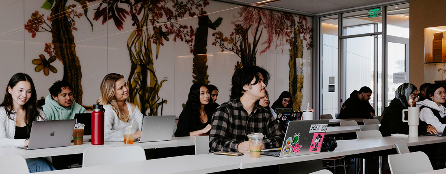 Students in class in new science building