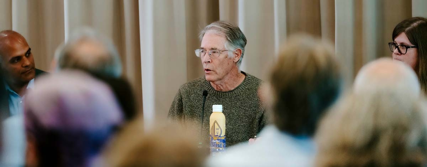 Kim Stanley Robinson speaking on a panel