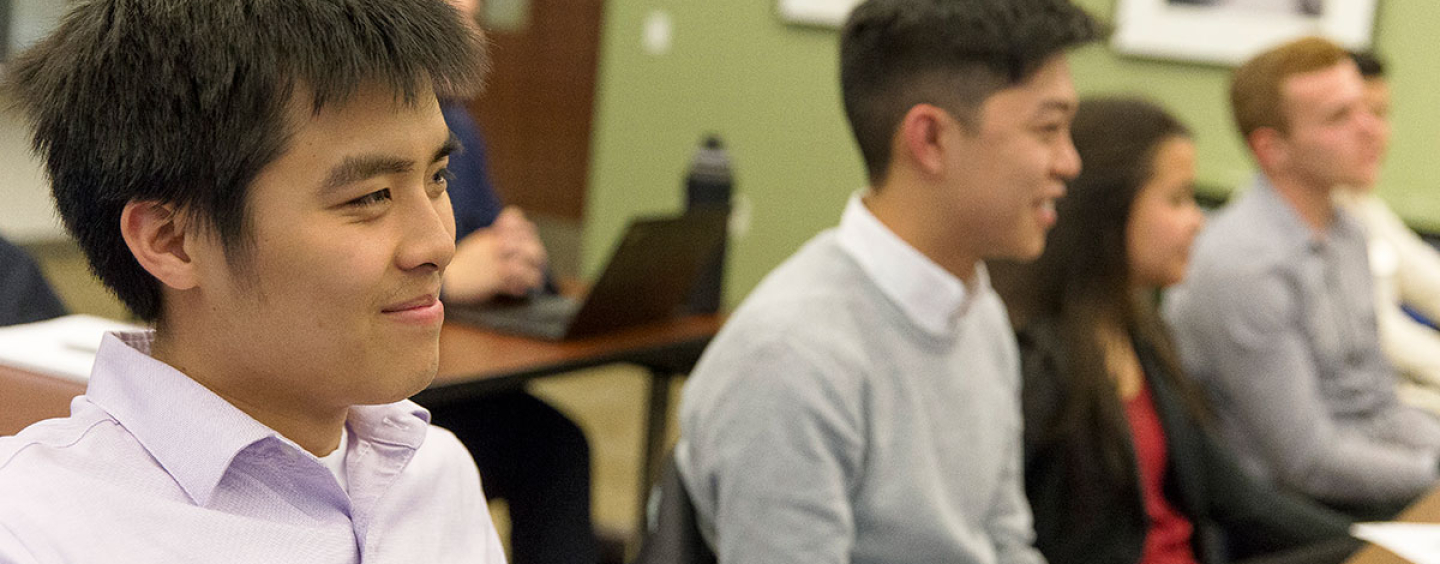 Business students attending class 