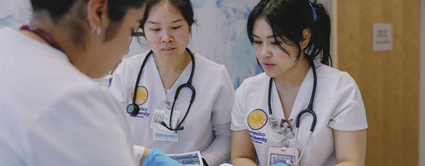 Nursing students in pediatric simulation lab