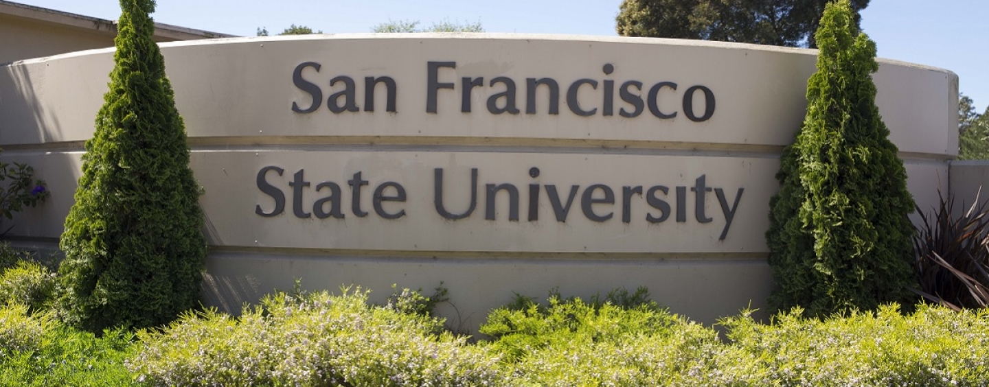 A sign on campus says San Francisco State University