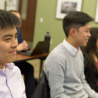 Business students attending class 